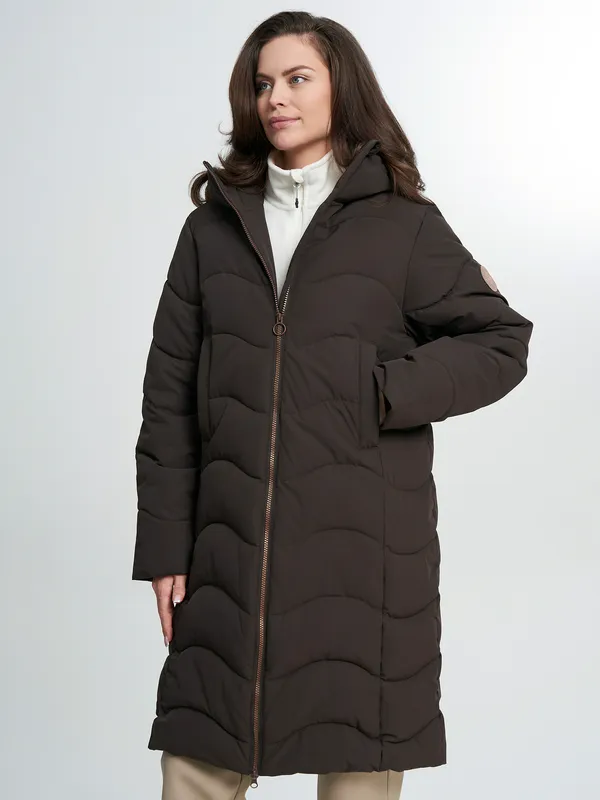 Пуховик женский Cordillero длинный мембранный, коричневый, арт. 145003C37-T4