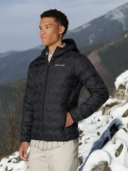 Пуховик мужской Columbia Delta Ridge II Down Hooded Jacket, черный, арт. 2086221CLB-010