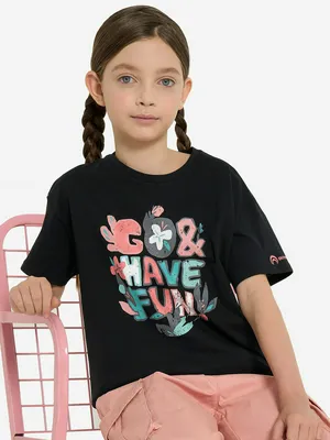 Футболка для девочек Outventure, черный, арт. 134768OUT-99