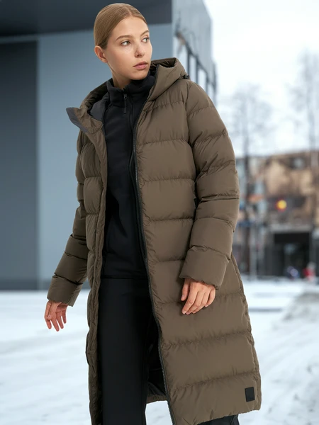 Пальто пуховое Jack Wolfskin Frozen Palace, коричневый, арт. 1204133J01-5719