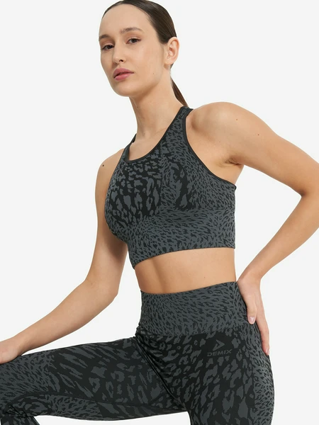 Топ бра спортивный Demix HighFlow Yoga Seamless Longline, черный, арт. 133049DMX-BA