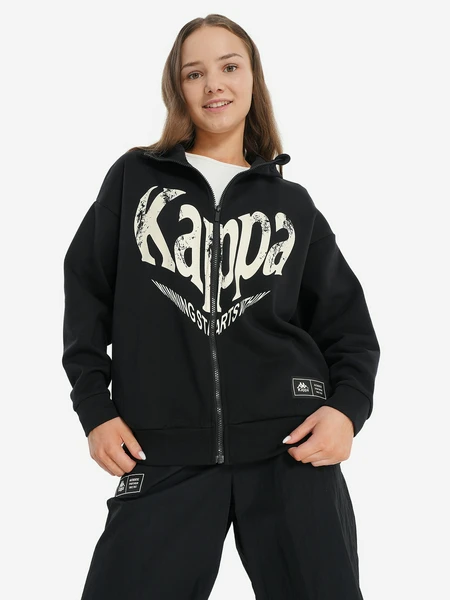 Толстовка для девочек оверсайз Kappa, черный, арт. 137571KAP-99