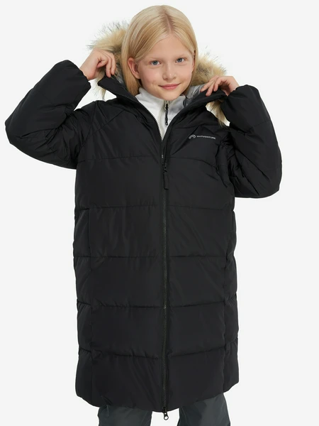 Пальто утепленное для девочек Outventure, черный, арт. 137415OUT-99
