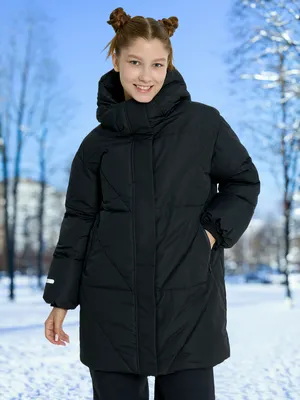 Утепленное пальто для девочек, черный, арт. OCAW24JK2T109O1K-BLACK