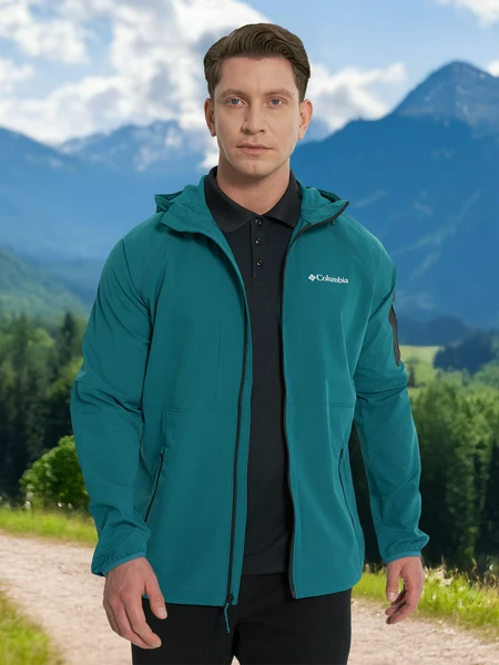 Куртка софтшелл Columbia Tall Heights Ii Hooded Softshell, голубой, арт. 2117211CLB-364
