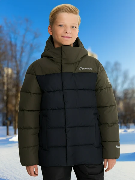 Пуховик для мальчиков Outventure, коричневый, арт. 117693OUT-FB