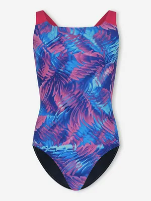 Купальник слитный для девочек Speedo Print Powerback, синий, арт. 8-003734002S0Y-C17CH