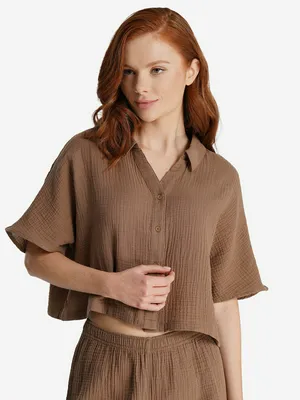 Женская рубашка с коротким рукавом Joss, коричневый, арт. 142378JSS-F2