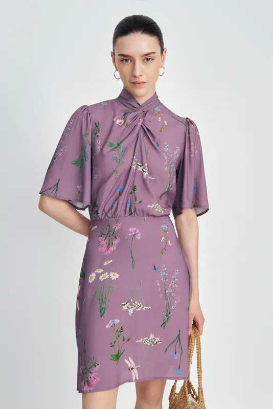 Платье Finn Flare с цветочным принтом, фиолетовый, арт. FSE110108