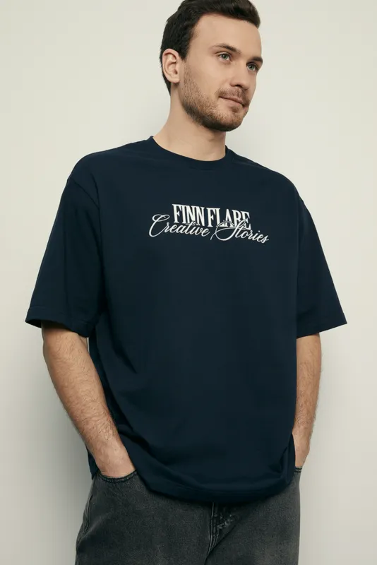 Футболка Finn Flare оверсайз с принтом, синий, арт. FSF21019R