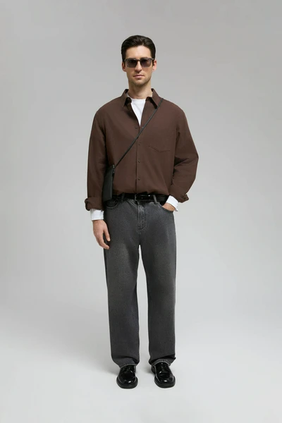 Джинсы FINN FLARE loose fit, серый, арт. FBF25002
