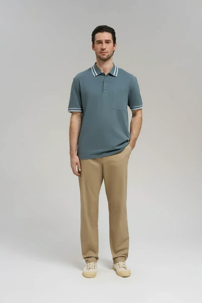 Поло FINN FLARE comfort fit, синий, арт. FBG21045