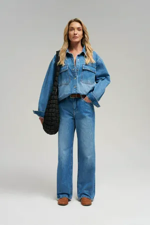 Джинсовая рубашка oversize Finn Flare, синий, арт. FBG15014