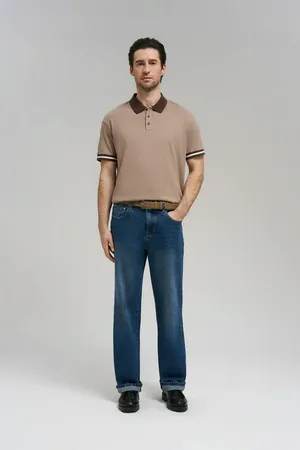 Поло FINN FLARE comfort fit из хлопкового джерси, коричневый, арт. FBG21043