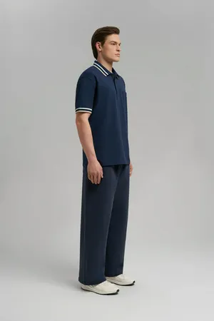 Поло FINN FLARE Comfort Fit из хлопка пике, синий, арт. FBG21045