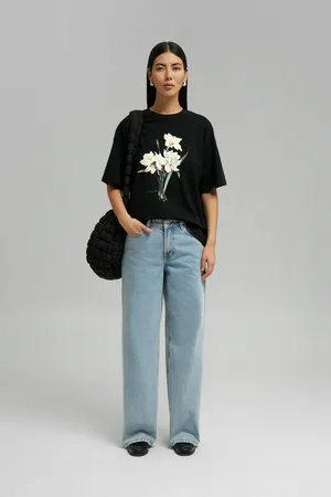 Свободная футболка FINN FLARE из хлопкового джерси, черный, арт. FBG12099-3P