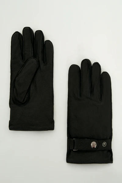 Перчатки Finn Flare из натуральной кожи, черный, арт. FAD21300