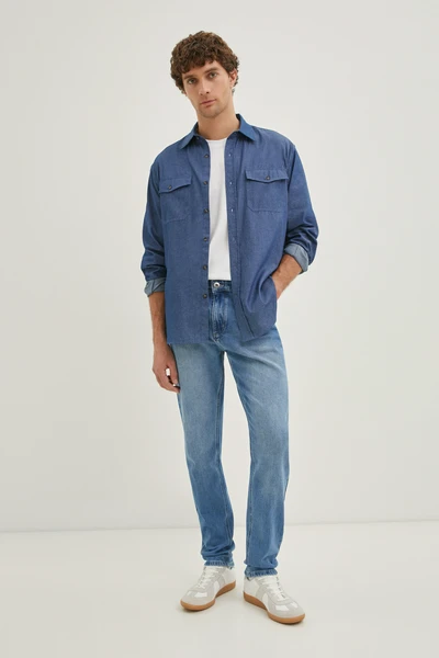 Мужские джинсы FINN FLARE slim fit, голубой, арт. FBD25000