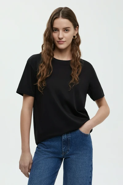 Футболка Finn Flare из мерсеризованного хлопка, черный, арт. BAS-100161