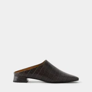 Мюли ASKENT на низком каблуке, коричневый, арт. ML.17.croco-DBR